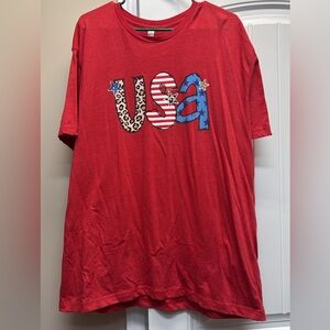 Boutique women’s Live and Tell apparel red USA t shirt size XL